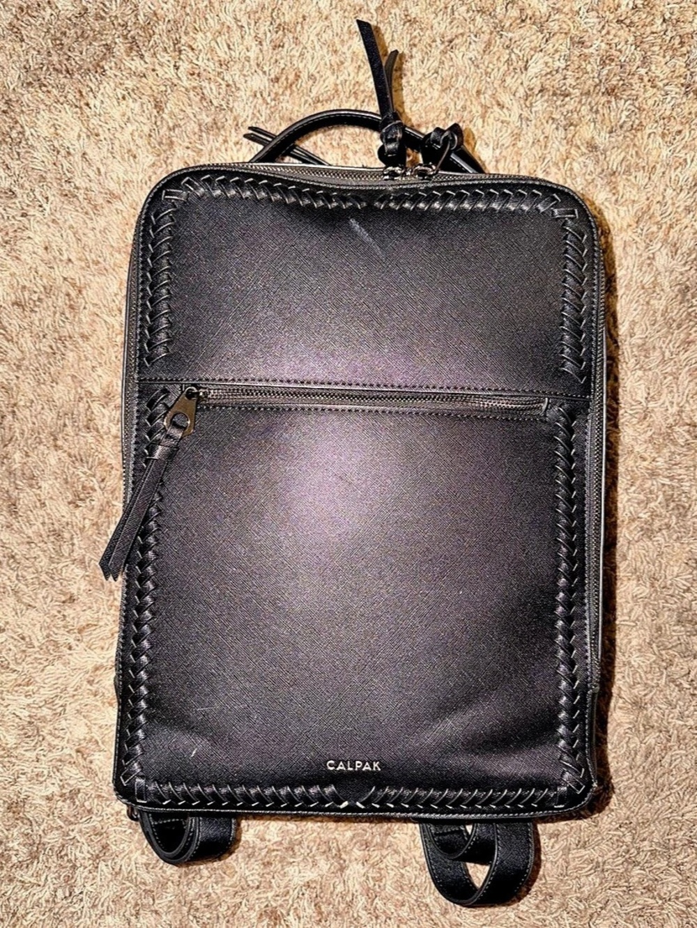 CALPAK Kaya Faux Leather Laptop Backpack Black